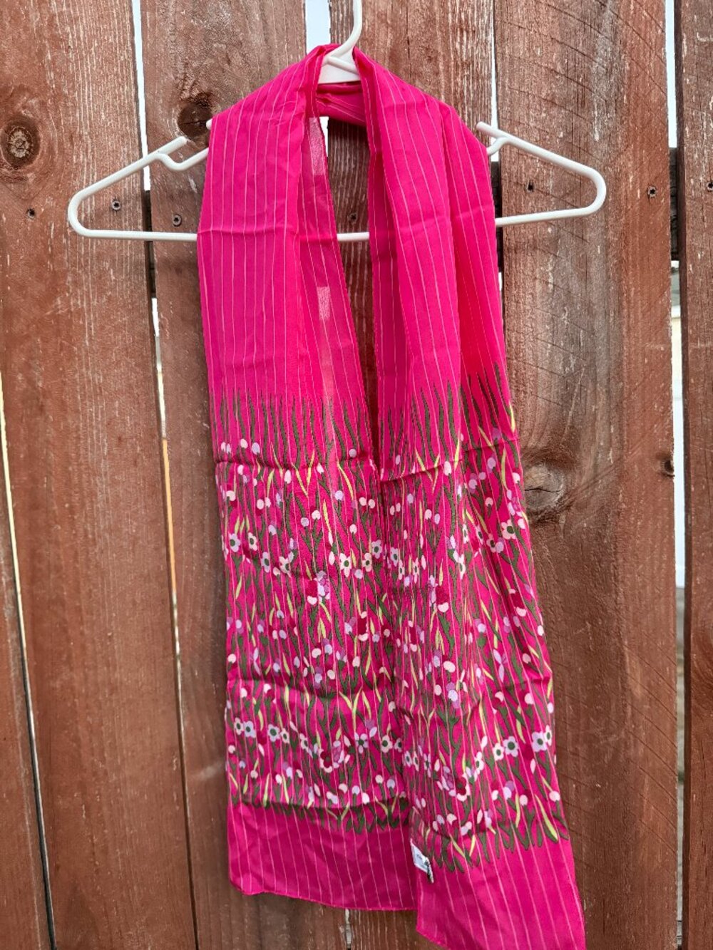 Vintage The Metropolitan Pink Silk Scarf from Japan with Floral Detailing Fairy